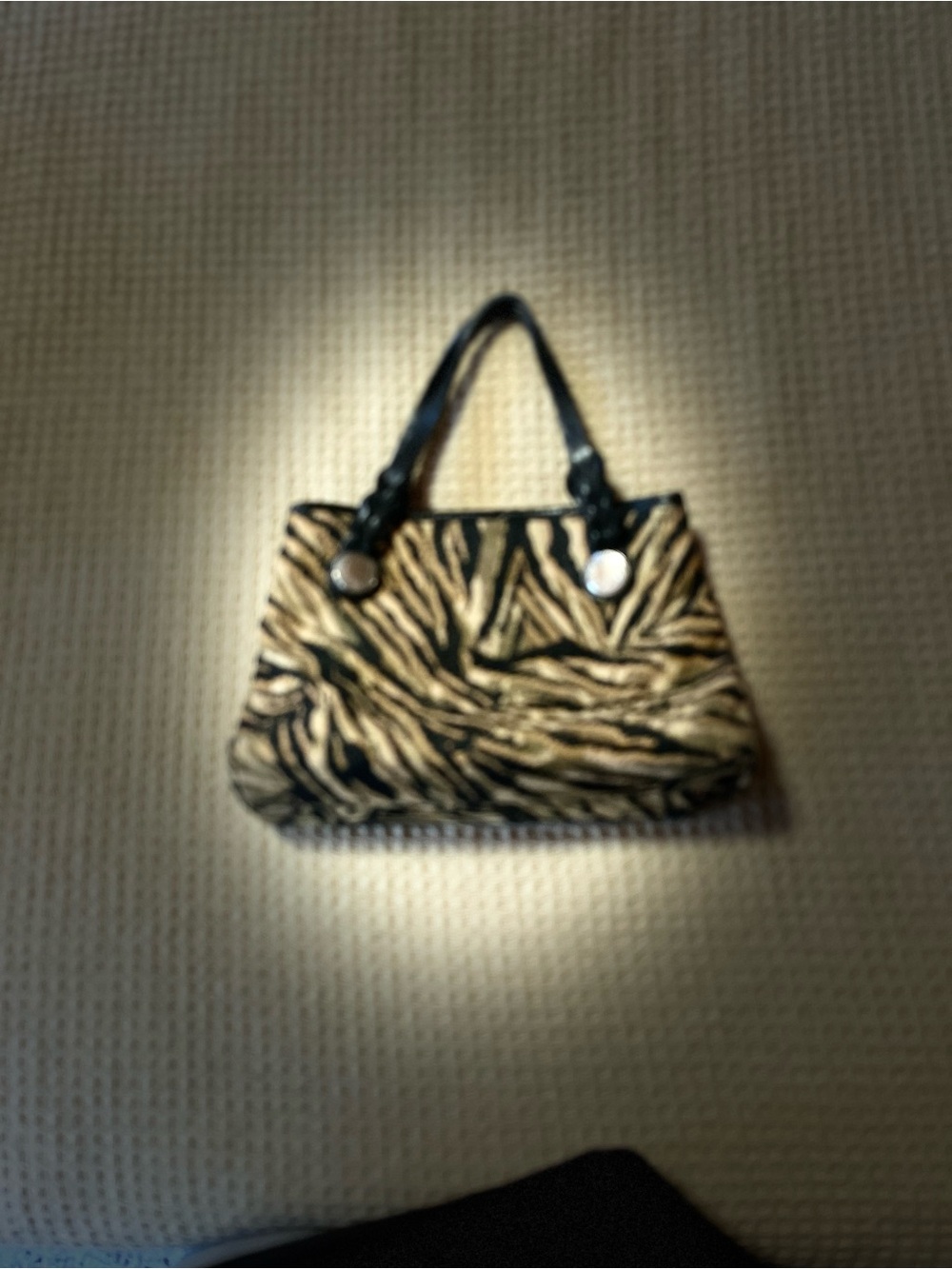 Brighton Zebra-Print Shoulder Bag in Beige and Black